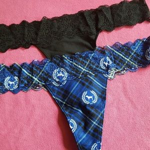 VS PINK Lace Trim Thong Bundle - L